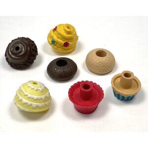 Lot 7 Disney Princess ENCHANTED CUPCAKE Game Rubber Replacement Pieces Parts EUC